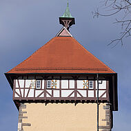 Detailansicht des Fachwerks am Tübinger Tor in Reutlingen
